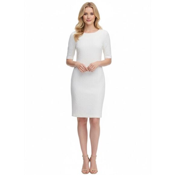 Tommy Hilfiger Women’s White Textured Sheath Dress 4 - Picture 1 of 7